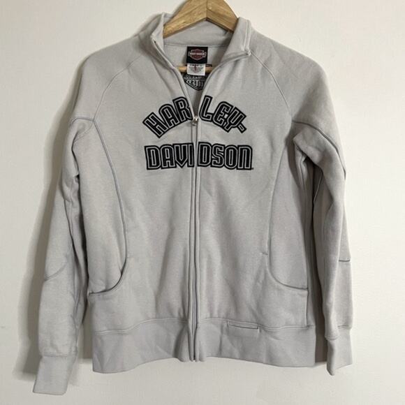 HARLEY-DAVIDSON DEFLECTOR UNISEX HOODED RIDING FLEECE JACKET GRAY SIZE M - Picture 1 of 8